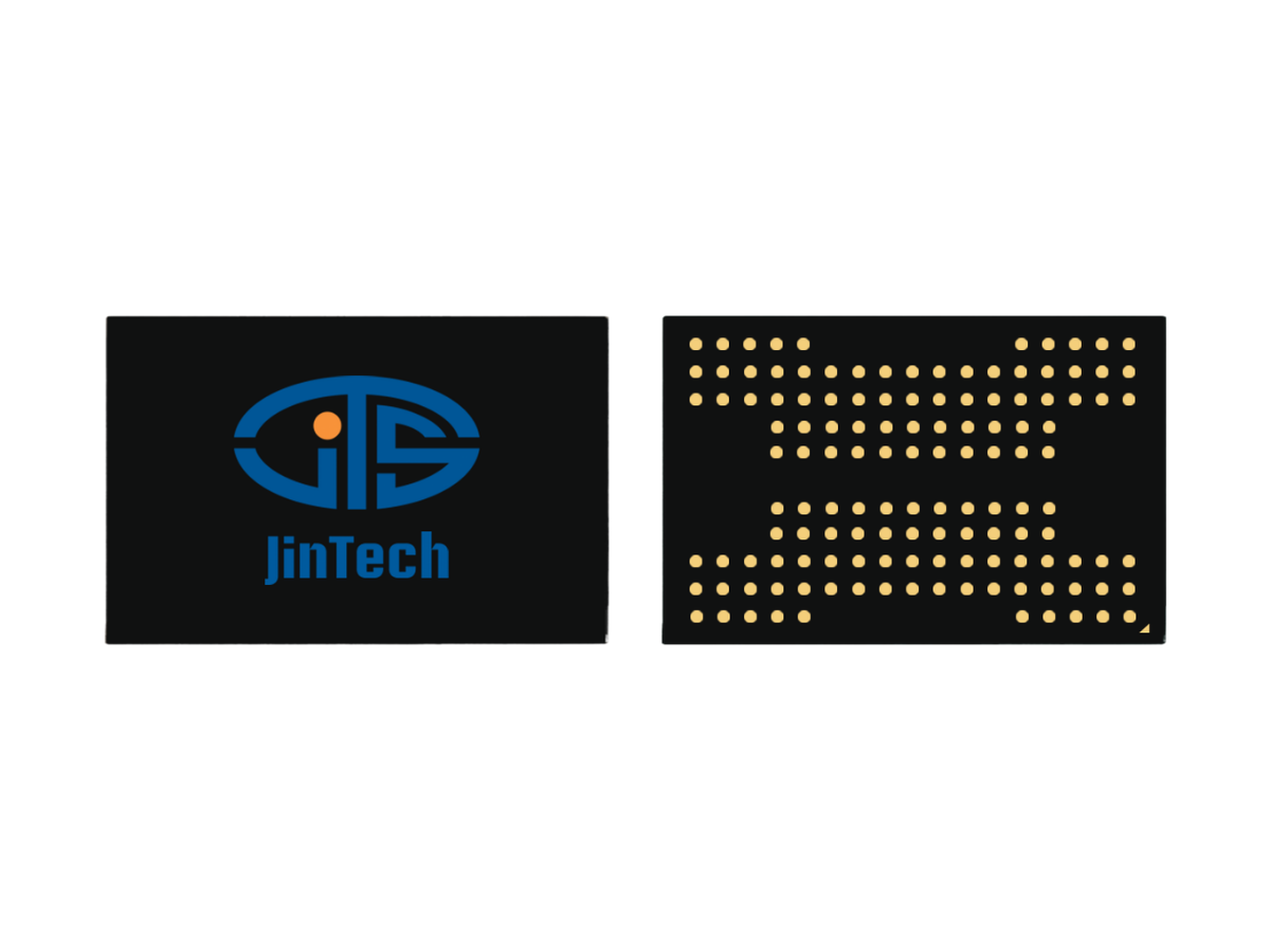 Printed circuit board showing JinTech logo side and gold dot matrix side