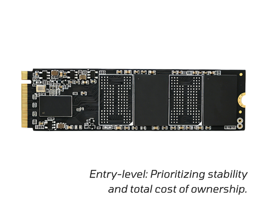 Circuit board with gold edge connector, two shielded chip sections, and mounting holes